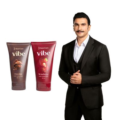 Bold Care Vibe - Personal Lubricant for Men and Women - Premium Chocolate & Strawberry Flavour - Water Based Lube - Skin Friendly, Silicone and Paraben Free - No Side Effects - 50 ml+50ml