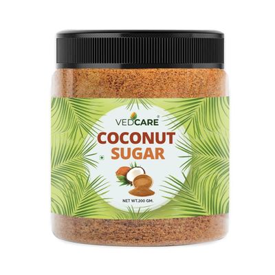 Vedcare Organic Coconut Sugar - Unrefined [Low GI | Rich in Minerals | Natural Jaggery Sweetener] 100% Pure & Healthy Sugar Alternative (200 g)