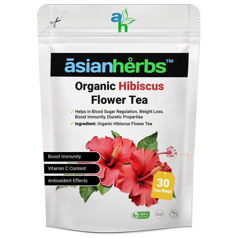 Asian Herbs Hibiscus Leaves Tea - Promoting Heart Wellness & Vitality, Natural Herbal Blend (30 Tea Bags)