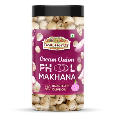 DailyHerbs Cream and Onion Phool Makhana Roasted in Olive Oil - 80gm