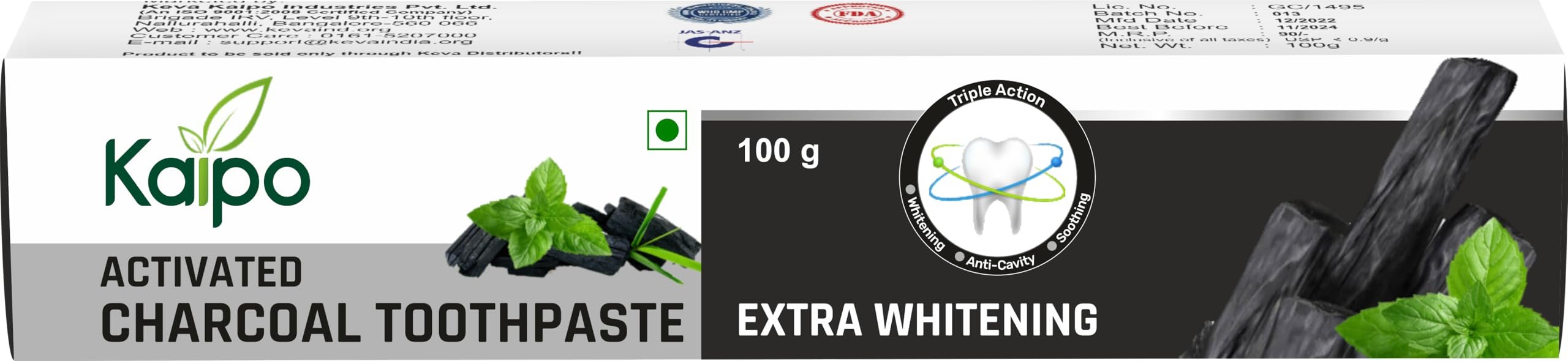 Keva Charcoal Toothpaste - 100gm