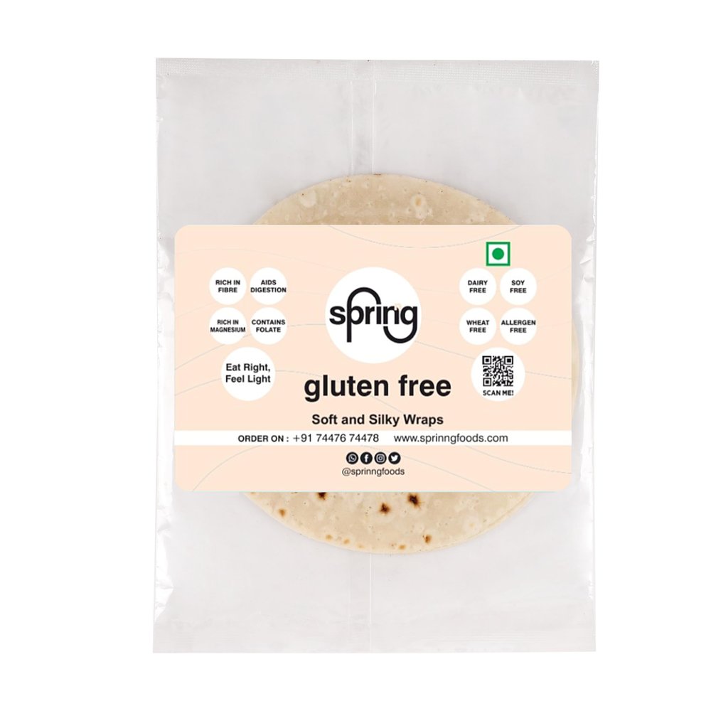Sprinng Gluten Free Soft and Silky Plain Wraps, 160g (40X4), (Pack of 2)