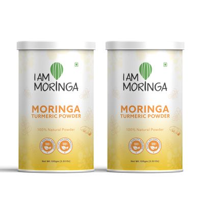 I Am Moringa Turmeric Powder 100 gm Blend of Moringa & Haldi Powder Rich in Antioxidants & Nutrients with No Added Additives Pack of 2
