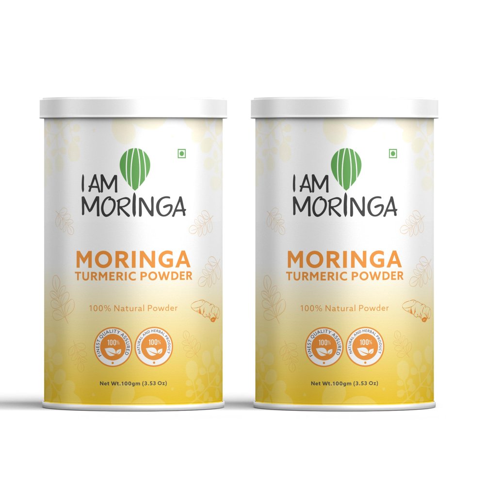 I Am Moringa Turmeric Powder 100 gm Blend of Moringa & Haldi Powder Rich in Antioxidants & Nutrients with No Added Additives Pack of 2