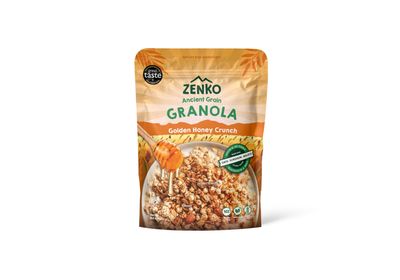 ZENKO superfoods Ancient Grain Granola | Golden Honey Crunch | with Coconut Flakes, Almonds, Oats, Sorghum, Millet | Gluten Free, Plant-Based Breakfast Cereal | 300g