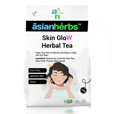 Asian Herbs Skin Glow Tea - Enhance Skin Radiance, Moisturize, and Promote Clarity | Infused with Chamomile, Lavender, Blue Pea, Rose & Thyme (100grams)