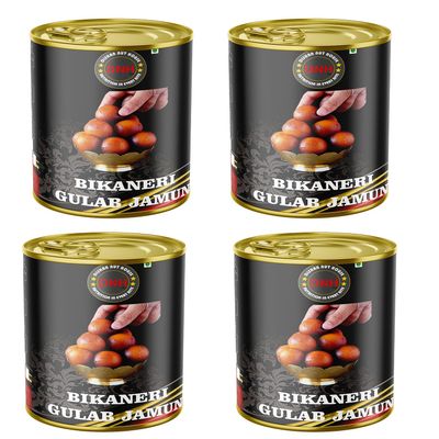 DISHAN NUT HOUSE Bikaneri Premium Gulab Jamun| Ready to Eat Sweets |Indian Bikaneri Mithai| Tin Gift Pack For Festivals (Pack of 4)