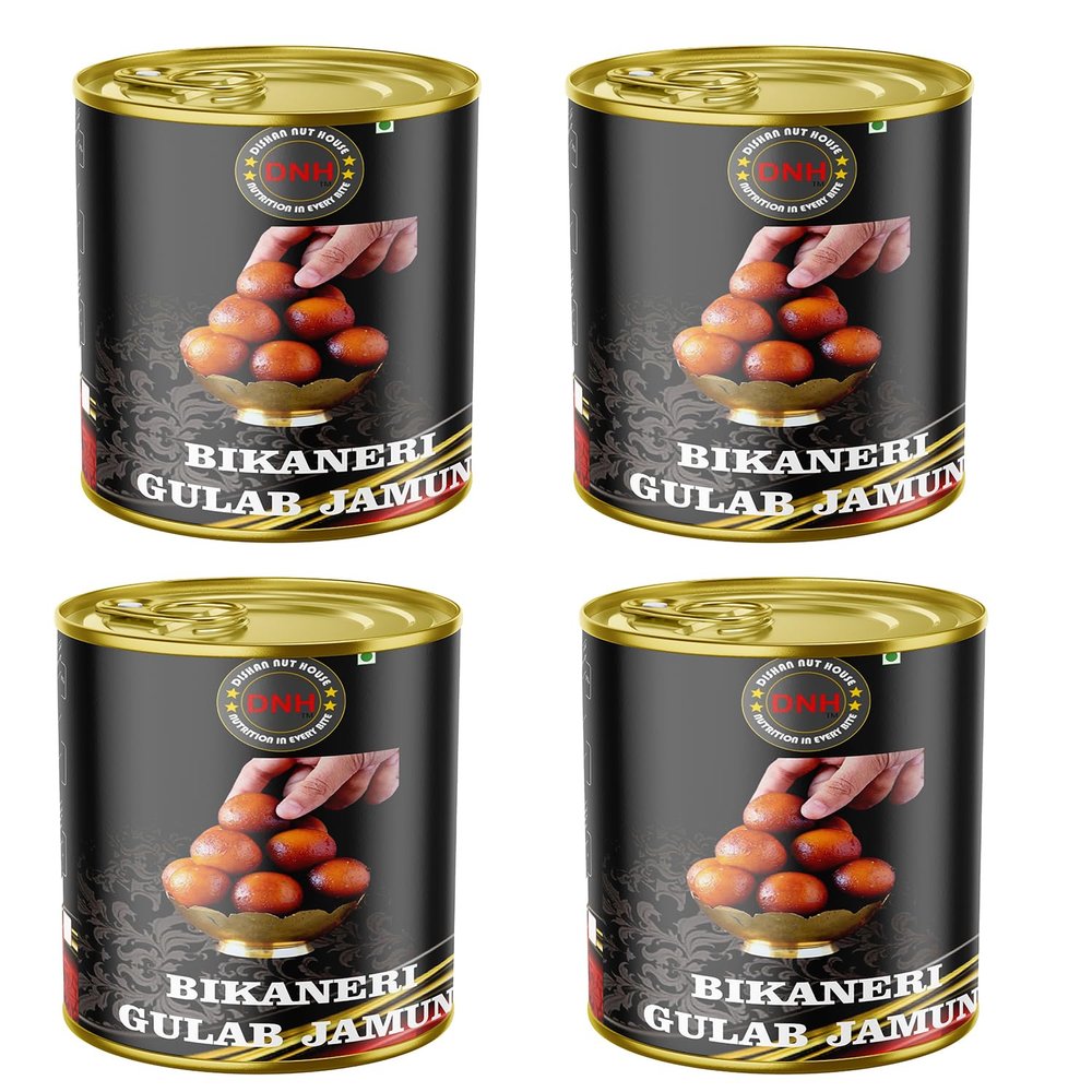 DISHAN NUT HOUSE Bikaneri Premium Gulab Jamun| Ready to Eat Sweets |Indian Bikaneri Mithai| Tin Gift Pack For Festivals (Pack of 4)