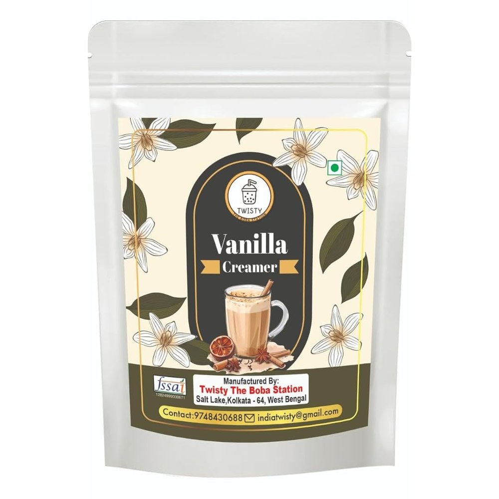 Twisty The Boba Station 1 kg Vanilla Frappe Premix | Instant & Delicious Premix for Bubble Tea, Ice Cream, Milkshakes | Easy to Prepare I Good Thickener for Shakes I Pack of 1 (1000 Grams)