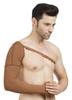 Dermapress Medical Compression Arm Sleeve with shoulder strap amd Palm | HIGH COMPRESSION | COTTON | Post Liposuction and BURN Support | Lymphedema (Brown, XL) view 1