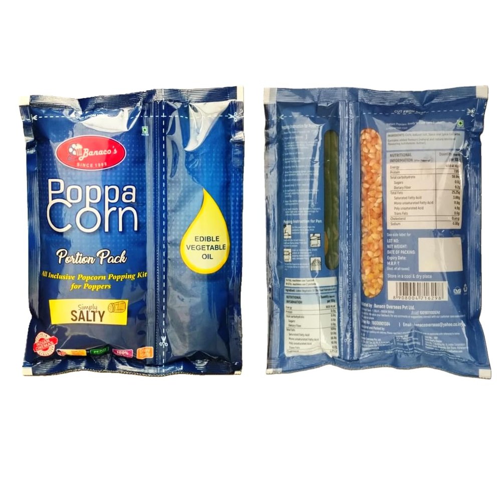 POPPACORN Portion Pack All Inclusive Popcorn Popping kit for Poppers 400gm 2 in 1 Pack (400g, Natural Salty)