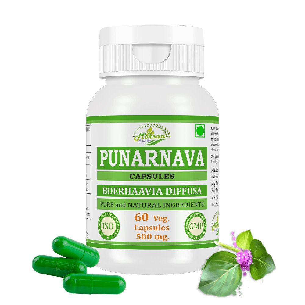 Morsan Nutraveda Punarnava (Boerhaavia Diffusa) Extract Capsule | 60 x 500 mg Veg Capsules | Supports Renal Wellness, Aids Inflammatory Response, Promotes Natural Detoxification