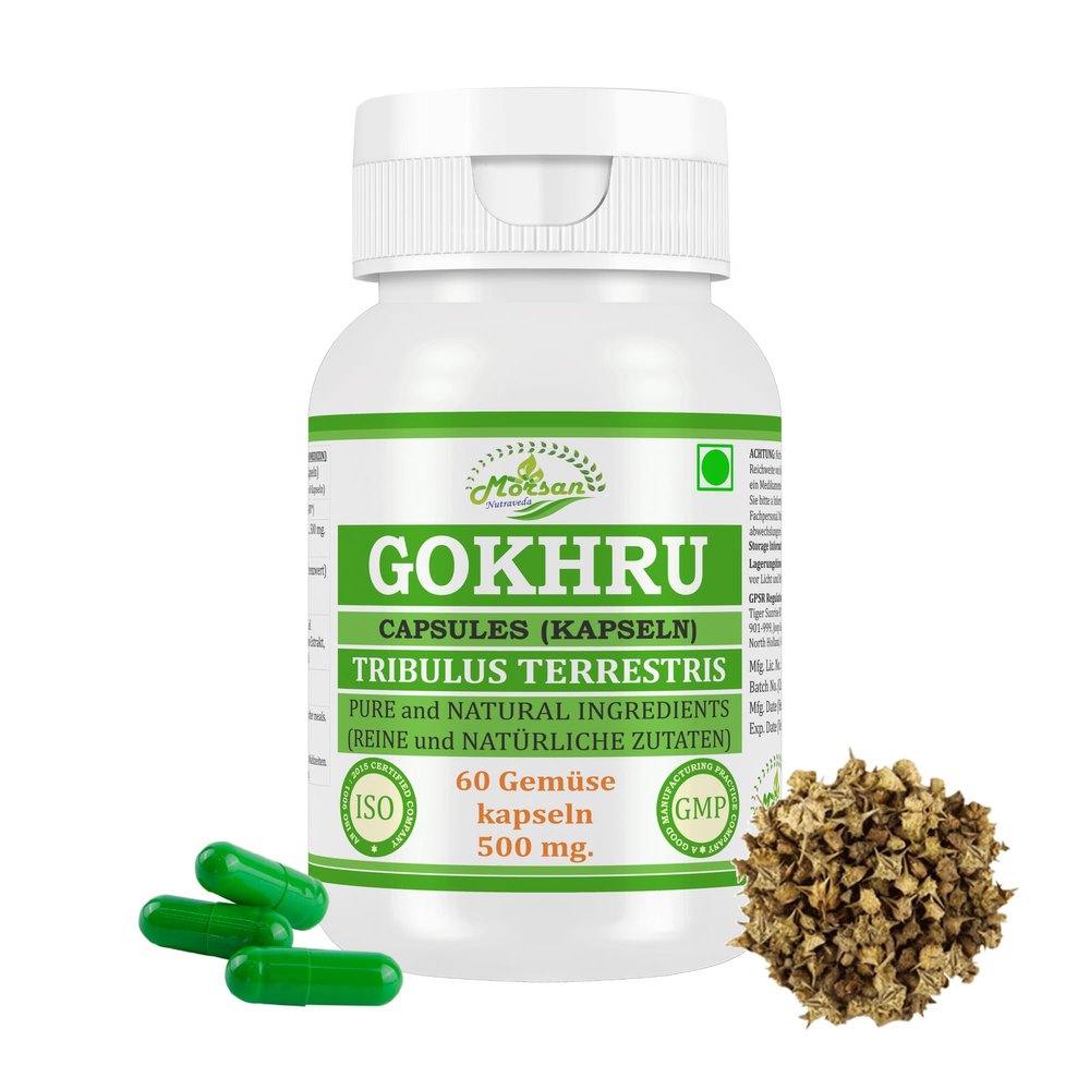 Gokharu Capsules with Tribulus terrestris | Herbal Vitality Support | 60 Veg Capsules (Pack of 2)