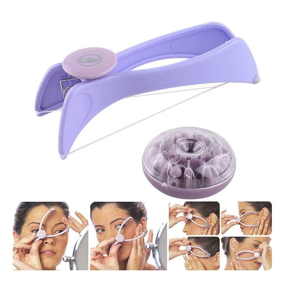 Emcapt Women's Eyebrow Face and Body Hair Threading Tweezer Kit Used For Eyebrows Lining & Trimming, Face, Chin & Upper Lip Hair Removing Tool/machine/epilators (Purple)