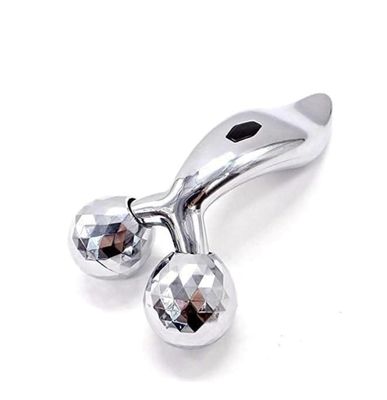 3D Massager Manual Roller 360 Rotate for Skin Lifting Wrinkle Remover Facial Massage (Silver)