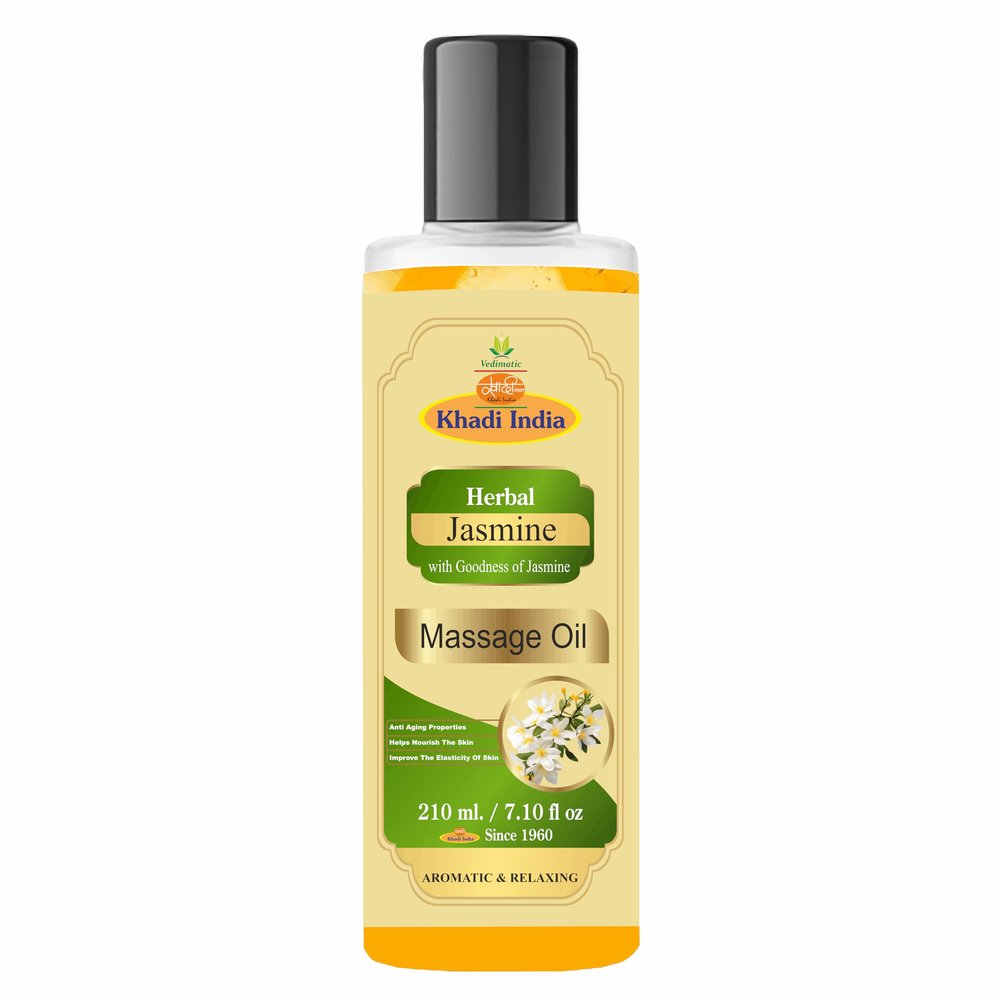 Khadi Vedimatic Herbal Jasmine Oil (Enriched With Almond oil,Olive oil, Jojoba oil, Sesame oil and Vitamin E) (Pack Of 1-210ml, Jasmine)