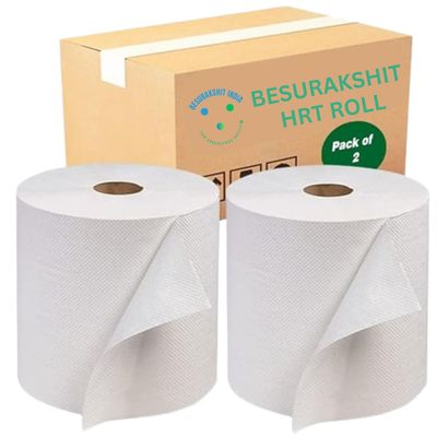 Besurakshit || HRT Paper Towel || Fast drying || Highly absorbent ||150 Meters per roll || Pack of 4