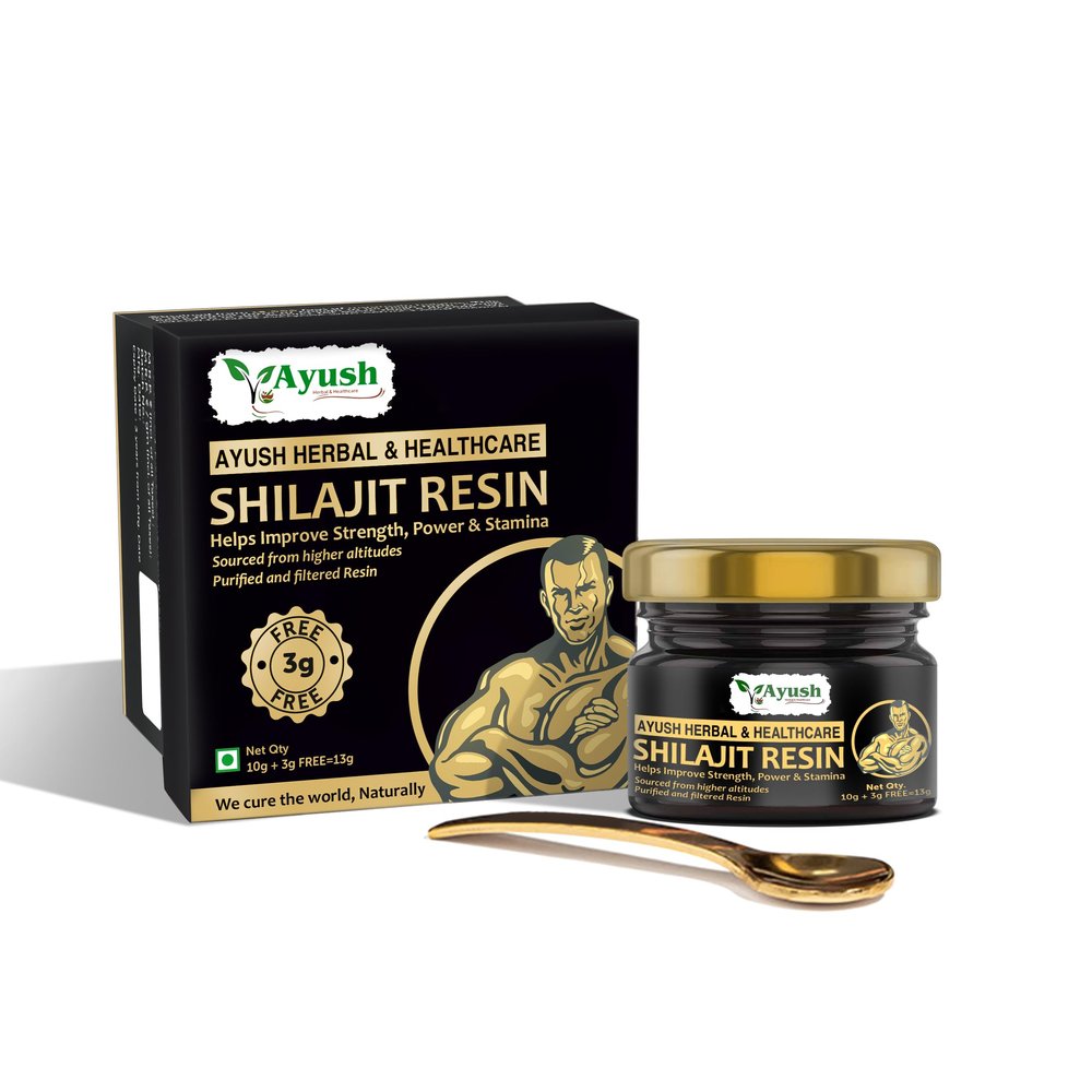 Ayush herbal & healthcare Shilajit Resin - 10g | 20 servings |100% Pure Shilajit | Boosts Stamina And Energy | Builds Immunity | 3% Extra