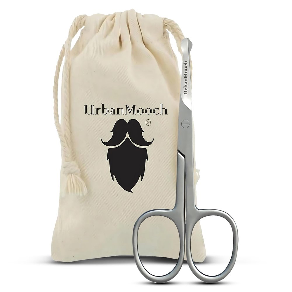 UrbanMooch Scissors for Moustache Trimming Men Nasal Safety Personal Grooming Moustache Scissors for Men | For Beard, Mustache & Eyebrows | Blunt Round Tip, Heavy-Duty Stainless Steel
