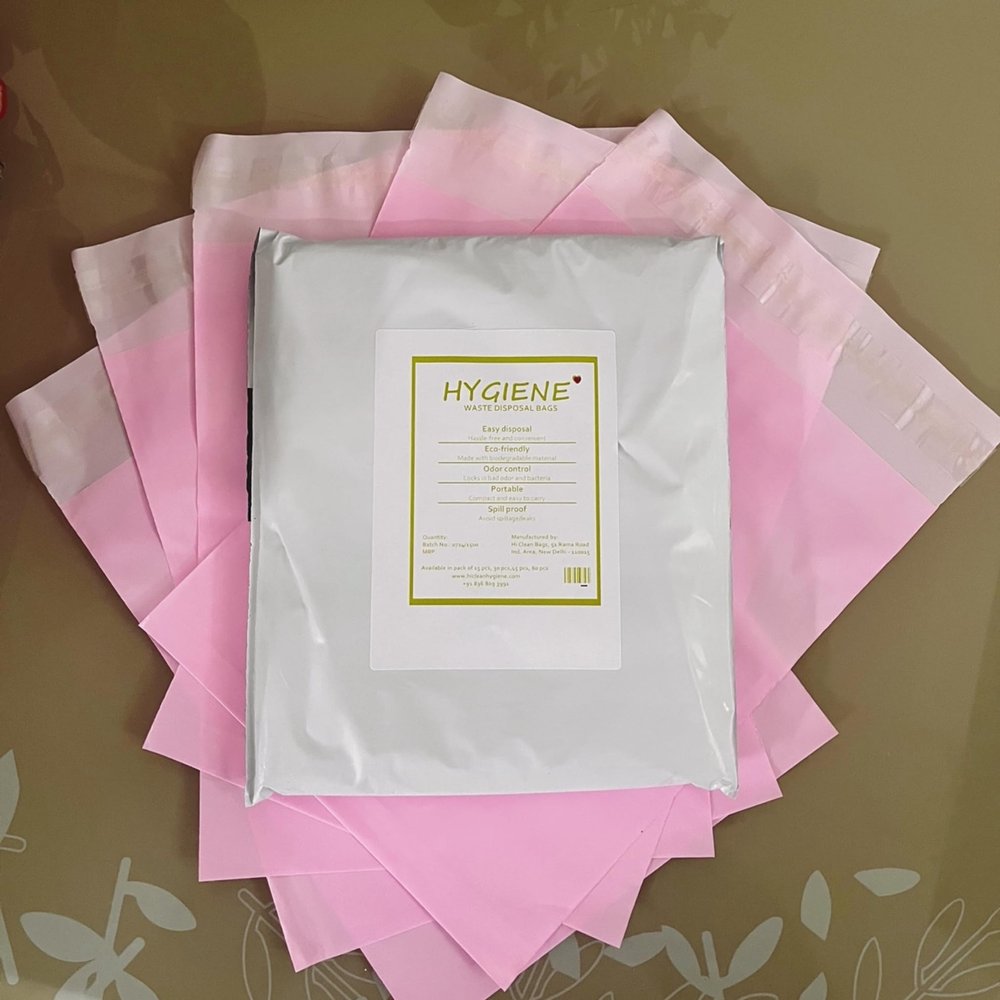 8"x10" MEDIUM HYGIENE Leakproof Sanitary Disposal Bags (25 Bags Per Pack) for Used Sanitary Pads, Baby Diapers, Panty Liner, Tampons, Condoms (Pink and White) | 75 (3 x pack of 25 bags)