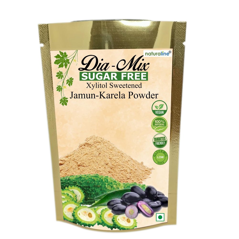 Dia-Mix Jamun Karela Powder for Diabetes - 150g | Herbal Jamun Seed and Karela Powder Mix | Natural Sugar Free | Xylitol Sweetened | Maintains Healthy Blood Sugar Level | Diabetic drink | Sugar free Diabetic powder