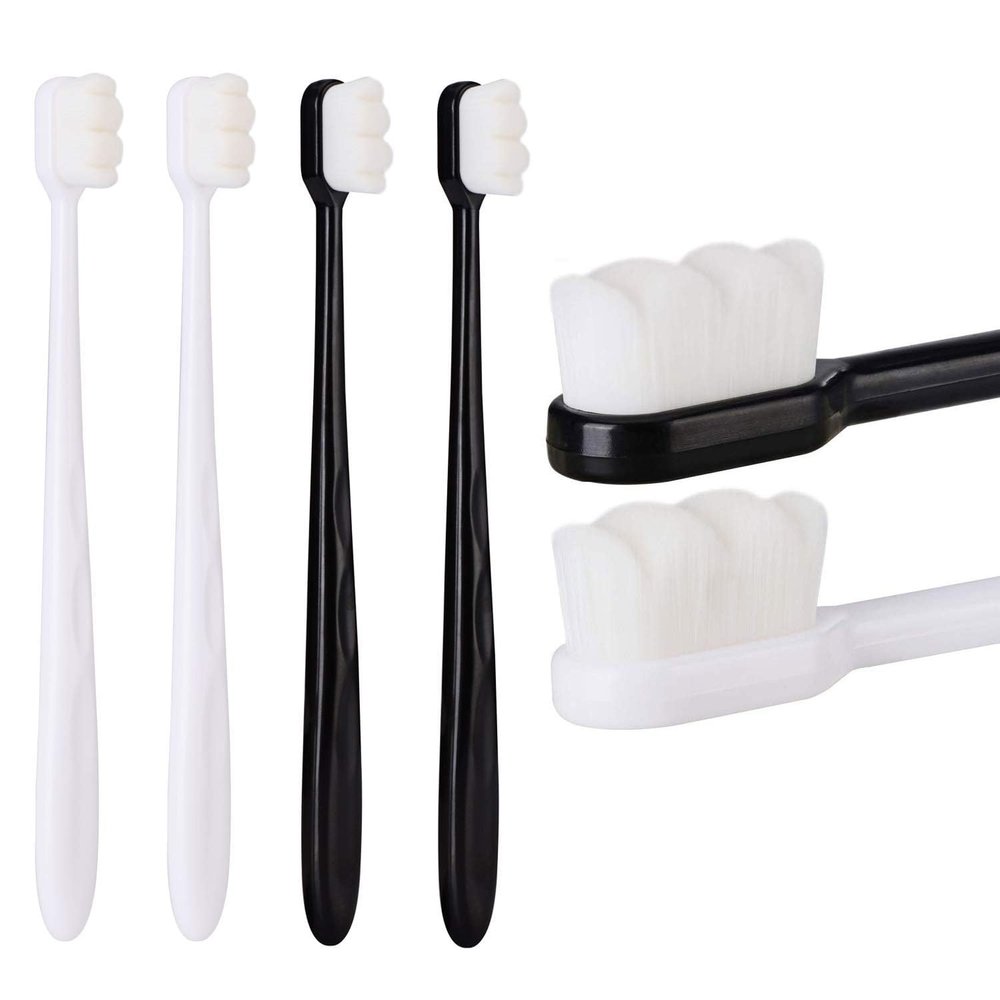 AXENTA Extra Soft Toothbrush, Ultra Soft-Bristled Adult Toothbrush Micro Nano 15000 Floss Bristle Good Cleaning Effect For Sensitive Teeth Oral Gum Recession, Manual, White (Set of 2)