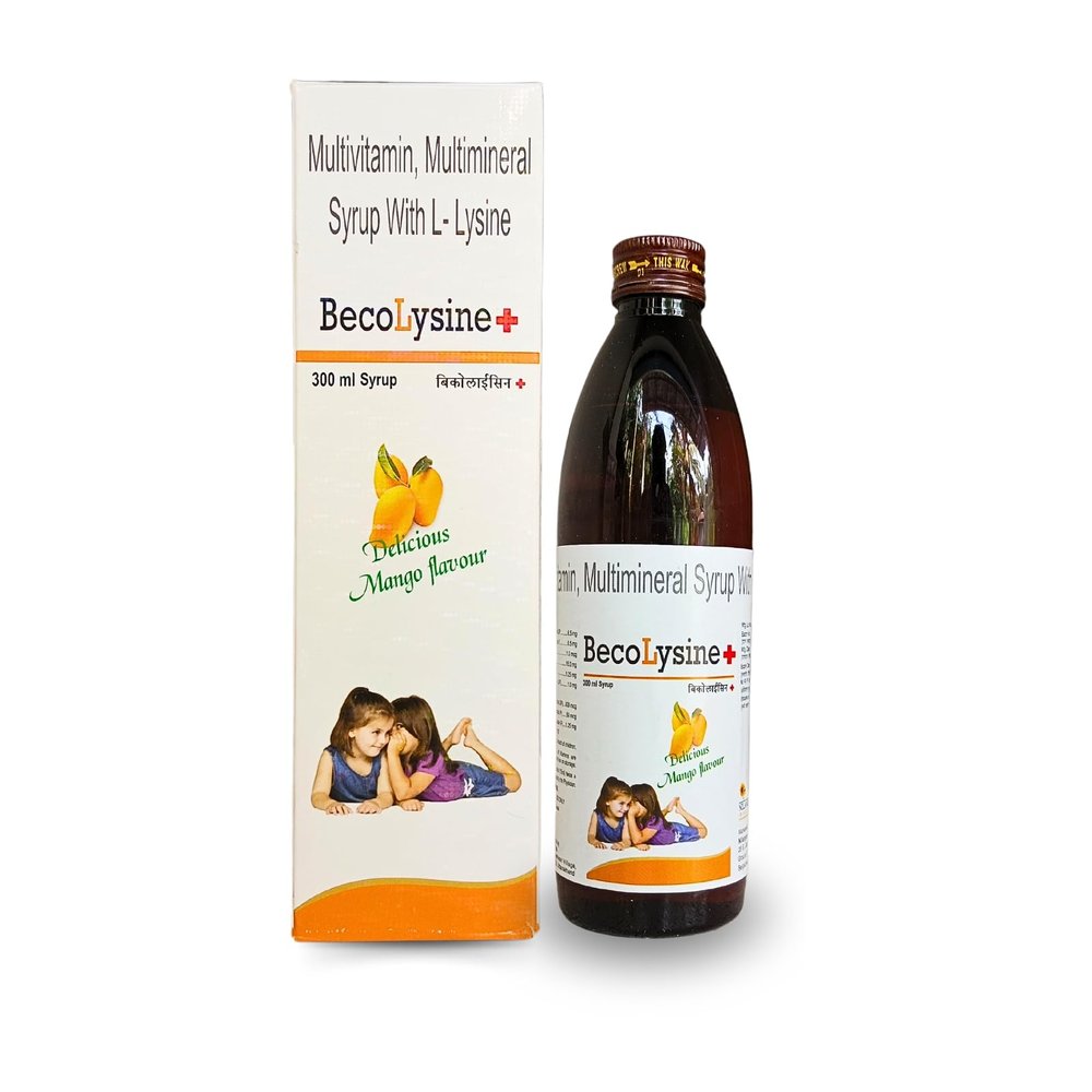 BecoLysine + Syrup For Multivitamin | Multimineral | L-Lysine | 300ml | Pack of 2