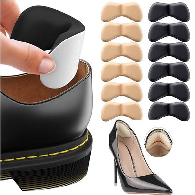 Mahemata Soft 6 Pairs Heel Pads,Strong Self-Adhesive Heel Cushion Heel Grips for Women and Men Shoes,Prevent Blisters,Cuts,Slipping, and Pain-Black and skin colour