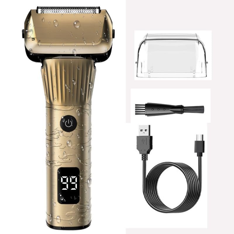 HATTEKER HT-607S Foil shaver, Beard Shaver 5 Blade Shaver for Men Popup Beard Trimmer with Rechargeable 2 Adjustable Speeds, digital display, lock function, Men's Beard Shaver runtime 100 minutes