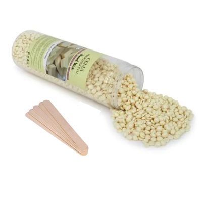 Cema Hard Wax Beans,Hair Removal Full Body Brazilian Bikini Beads for Stripless Body Waxing at Home with free spatula, 400 gms Jar (400 Grams, White)