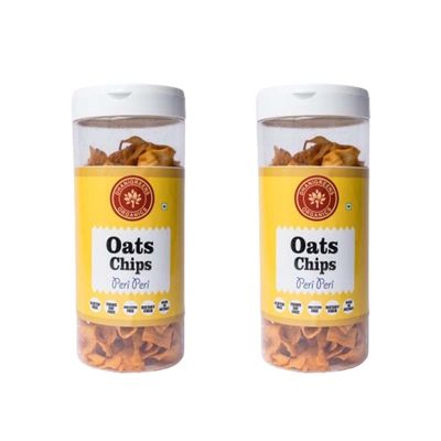 Dhanigreens Organics Crunchy Oats Chips Peri Peri Flavour-150gm (Pack of 2)| Natural Ingredients Snacks | Gluten-Free, Cholesterol Free, Transfat Free, Dietary Fiber | High in Protein | Lightly Seasoned