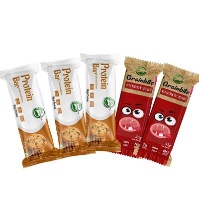 GRAINBITE Protein Bar Cookie and Cream (Pack of 3) and Energy Bar Joy Berry (Pack of 2) (250gm, Combo of 5)