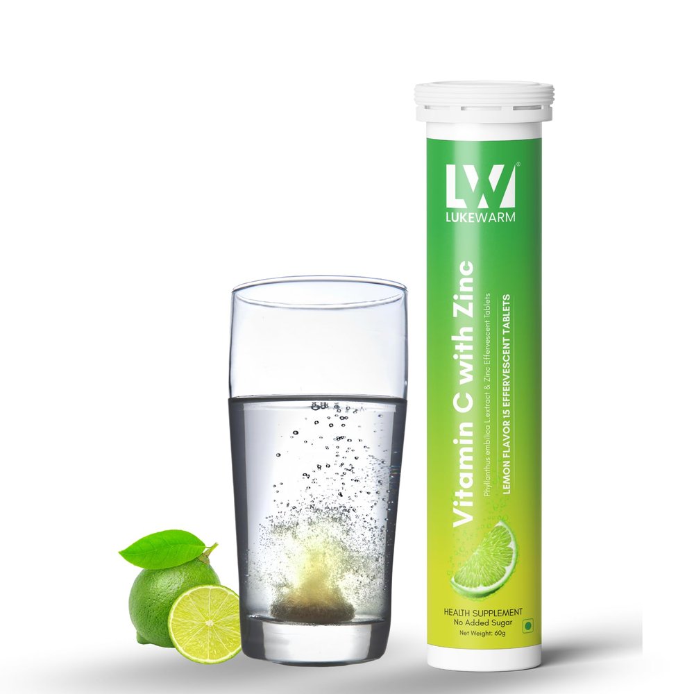 Lukewarm Vitamin C with Zinc | 15 Effervescent Tablets | Lemon Flavour