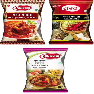 SHIVAM Varad kalamasala, Bunga/Yessar Masala, Mutton Masala Pouch (Combo of 3, each-200 gm)