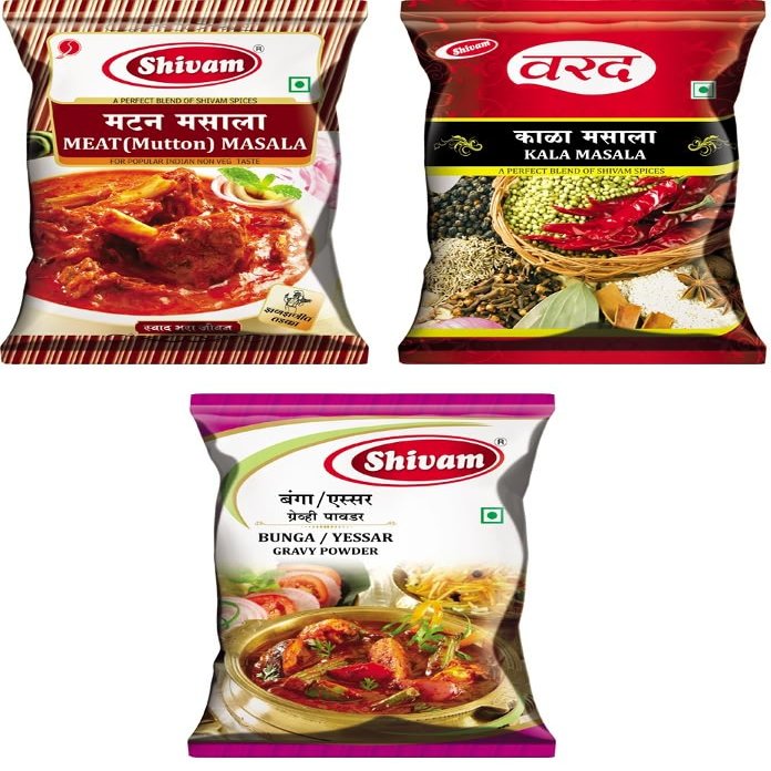 SHIVAM Varad kalamasala, Bunga/Yessar Masala, Mutton Masala Pouch (Combo of 3, each-200 gm)