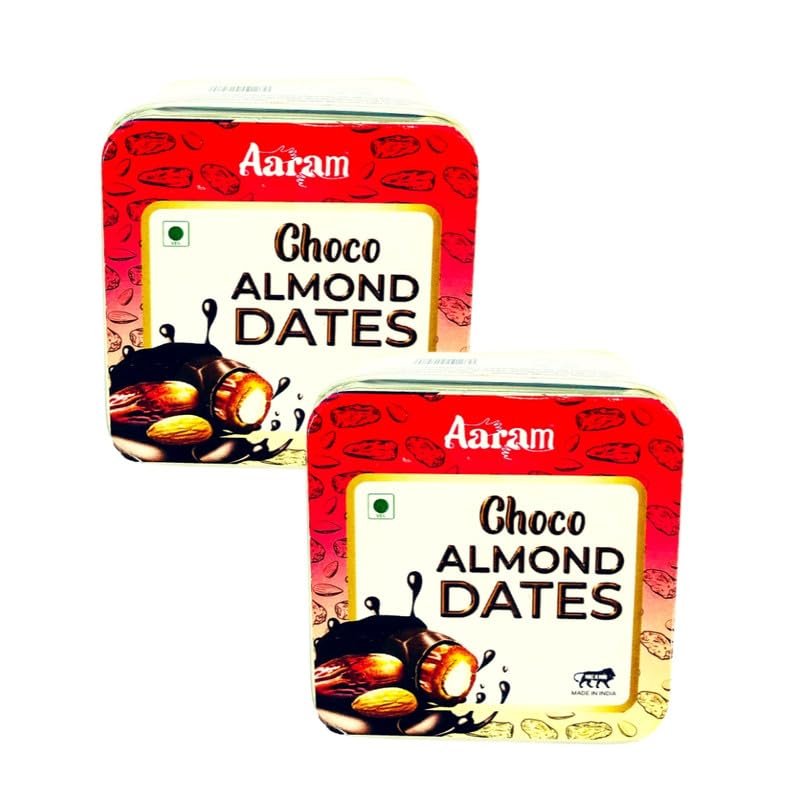 Dark Chocolate with Almond Dates | Enjoy Guilt-Free | Roasted Almond & Dates | Rich in Antioxidants | Preservative free | Skin Enhancement | Stress Reduction | Pack of 2 | Try to Feel the difference