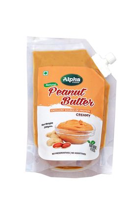 Alpha Foods Squeeze Natural Creamy Peanut Butter From Real Roasted Pressed Peanuts (200 Gm) Each Pack of 4#31
