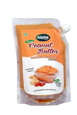 Alpha Foods Squeeze Natural Creamy Peanut Butter From Real Roasted Pressed Peanuts (500 Gm) Each Pack of 3#18