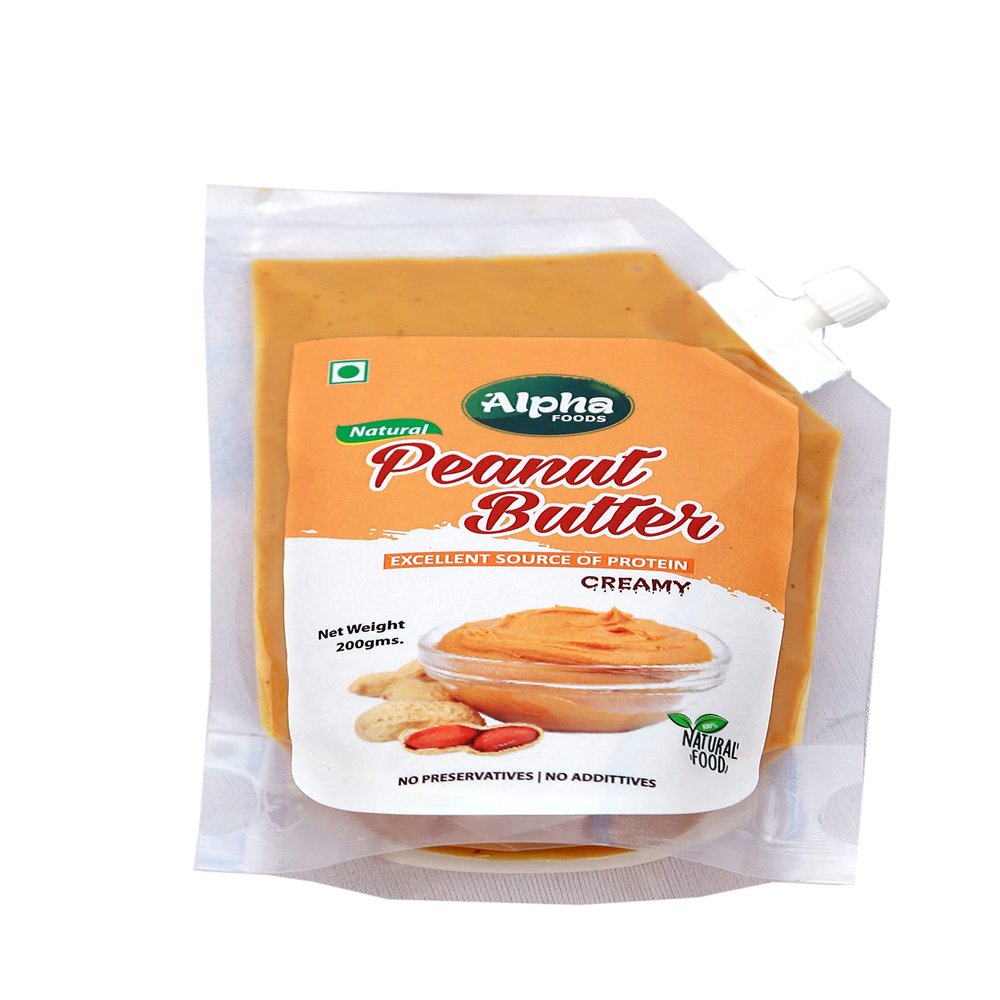 Alpha Foods Squeeze Natural Creamy Peanut Butter From Real Roasted Pressed Peanuts (200 Gm) Each Pack of 3#17