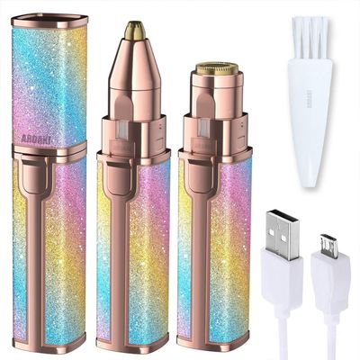 ARDAKI Rechargeable 2-in-1 Multi Trimmer Shaver For Women, Multipurpose Hair Remover for Women, Face, Leg, Eyebrow, Underarms, Bikini Trimmer With Changeable Heads Epilator with Light