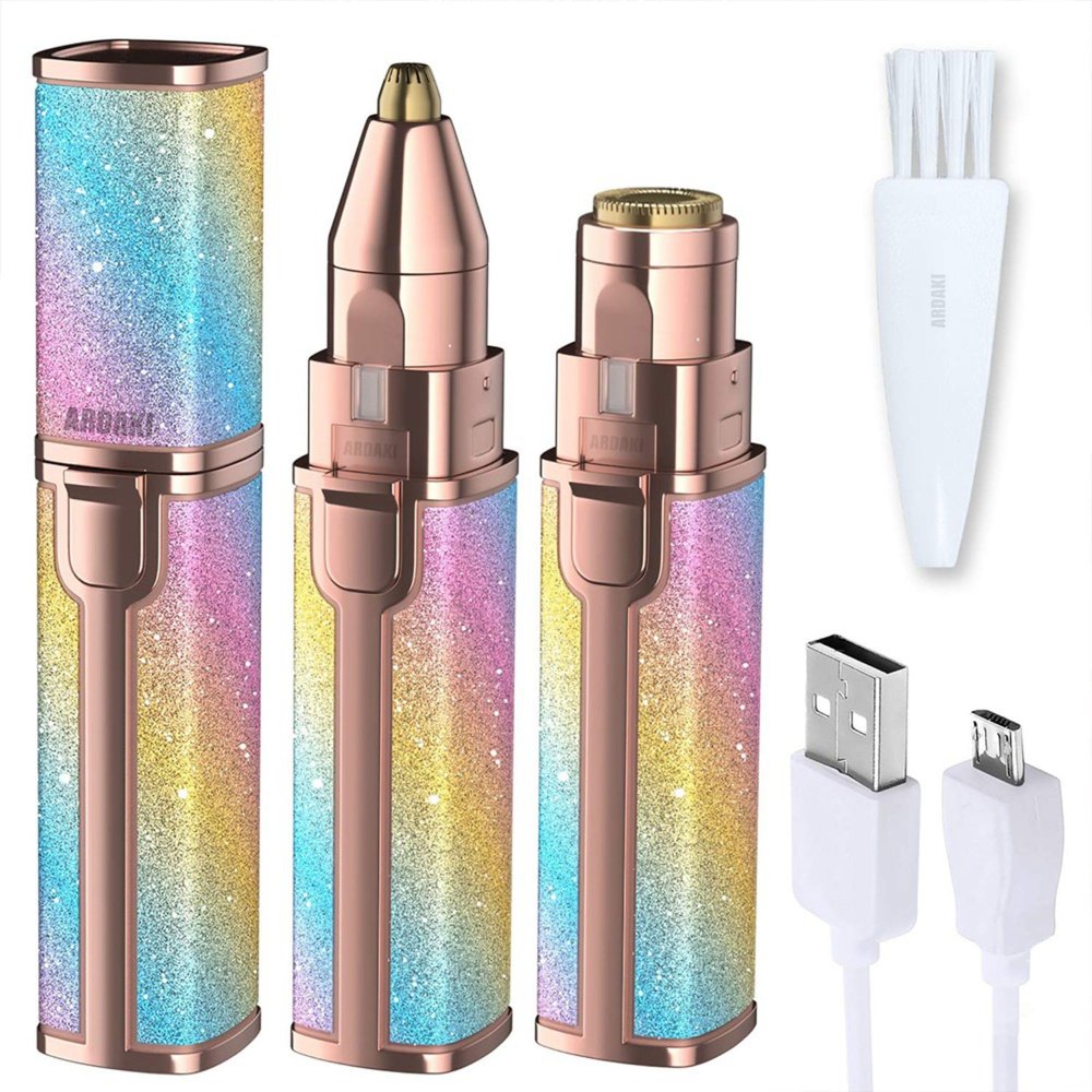 ARDAKI Rechargeable 2-in-1 Multi Trimmer Shaver For Women, Multipurpose Hair Remover for Women, Face, Leg, Eyebrow, Underarms, Bikini Trimmer With Changeable Heads Epilator with Light