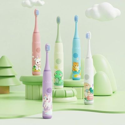 Electric Toothbrush for Kids (green) Ages 3-12  Includes 5 Replacement Brush Heads & Tooth Brushing Chart  Gentle Cleaning with Soft Bristles, 2-Minute Timer, Fun Habit Tracker  Perfect for Boys & Girls