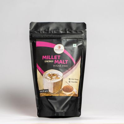 WonderEat MILLET ENERGY MALT SUGAR FREE FLOUR SPROUTRED RAGI - BADAM-BARLEY MALT- MIX MILLET-SUGAR-ASHWAGANDHA & MORINGA 200GMS (PACK OF 4)
