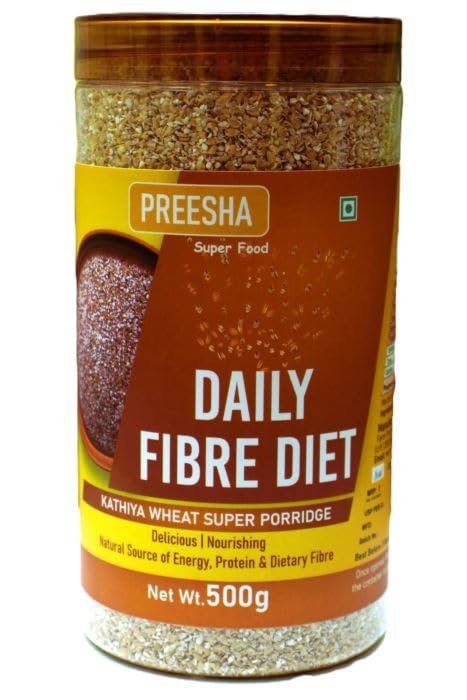 Farm Fresh Naturals  Daily Fibre Diet Kathiya Wheat Super Porridge  500 g | Brown Wheat | Rich in Fibre, Protein & Iron | Sugar Control Breakfast | Relieves Constipation & Acidity | Supports Gut Health | Natural & Preservative-Free | Day One Wellne