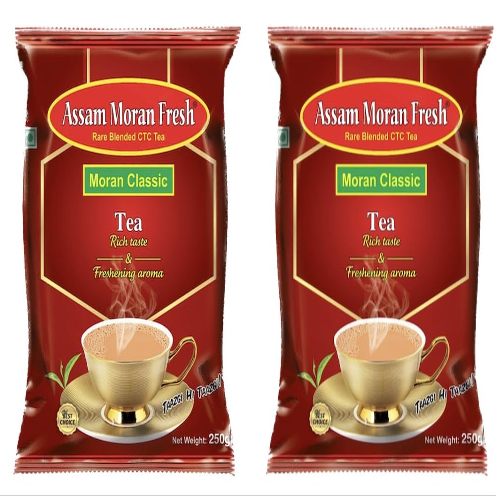 Assam Moran Fresh Classic 500 Gm (Pack of 2, Each 250 gm) Tea | Classic Blend of CTC Tea From Assam | Handpicked From Quality Gardens