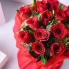 "FlowerAura Romantic Fresh Live 10 Red Roses Flower Bouquet With 2 Chocolates For Valentine's Day Gift, Birthday Gift, Anniversary Gift, Mother's Day Gift, Father's Day (Same Day Delivery) " view 4