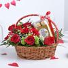 FlowerAura Romantic Hamper Includes Fresh Live 11 Red Roses Flowers With 16 Chocolates In Basket For Valentine's Day Gift, Birthday Gift, Anniversary Gift & Mother's Day Gift (Same Day Delivery) view 1