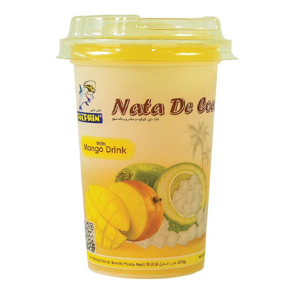 Captain Dolphin Mango Juice Drink with 50% Nata De Coco | Pack of 6 x 270g