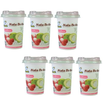 Captain Dolphin Lychee Drink with 50% Nata De Coco | Pack of 6 x 270g