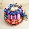 FlowerAura Premium Gift Hamper of Fresh Live 2 Carnation, 3 Blue Flowers & 7 Chocolates In Box Gift For Birthday | Anniversary | Love | Girlfriend's Day | Mothers Day Gift For Mom (Same Day Delivery) view 3